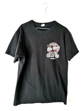 Daytona Beach Bike Week 76th Annual 2017 Black Skull Graphic Tee Red White Event